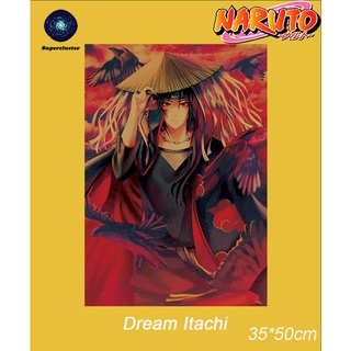 โปสเตอร์กระดาษคราฟท์ ลายการ์ตูนนารูโตะ Dream Itachi hat ขนาด 35x50 ซม. สไตล์วินเทจ สําหรับตกแต่งผนังหอพัก