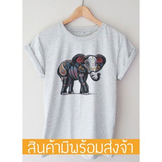 ช้าง กราฟฟิค เสื้อยืดผู้ชาย T-shirt