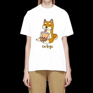 เสื้อลายหมา DF26 เสื้อยืด เสื้อยืดลายหมา สุนัขคอร์กี้ เสื้อยืดพิมพ์ลาย corgi dog T Shirt