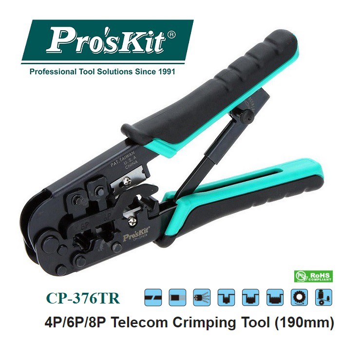 ProsKit CP-376TR 4P/6P/8P Telecom Crimping Tool - 100% ใหม่ &
