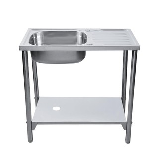 Sink stand FREESTANDING SINK 1B1D LINEA A80 STAINLESS STEEL Sink device Kitchen equipment อ่างล้างจานขาตั้ง ซิงค์ขาตั้ง