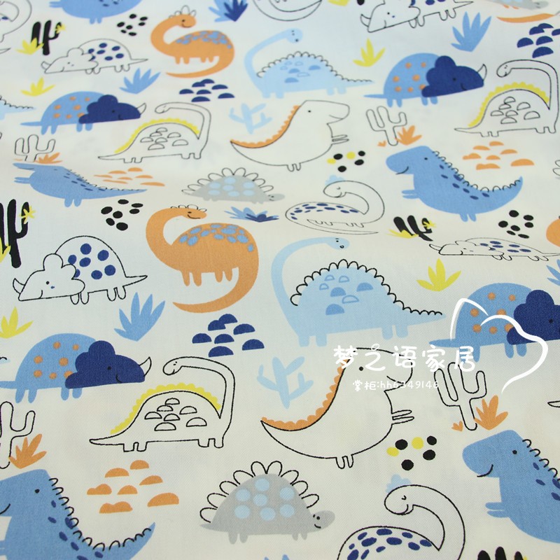 ผ้าคอตตอน 100% ทอทวิลคอตตอน ผ้าเมตร หน้ากว้าง1.6 เมตร ลายไดโนเสาร์ ลายรถ ลายเด็กผู้ชาย