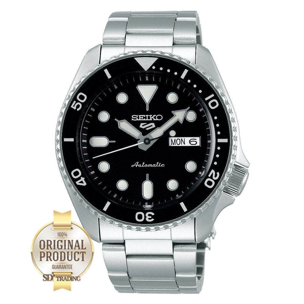 SEIKO SPORTS 5 Automatic นาฬิกาข้อมือผู้ชายสีเงิน หน้าปัดดำ สายสแตนเลส รุ่น SRPD55K1 ประกันศูนย์ 1 ปี