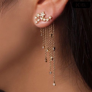 New💎1 Pair Ladies Earring Shining Stars Gorgeous Long Tassel Rear Hanging Earrings for Party