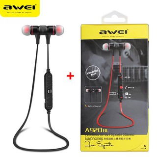 ของแท้100% Awei A920 BL หูฟังบลูทูธ หูฟังออกกำลังกาย มีแม่เหล็ก Magnet Sports In-Ear Bluetooth เสียงดี เบสตึบ