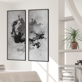 SB Design Square รูปพร้อมกรอบ DoseArt รุ่น Dragon Spirit 40x80 cm/ชิ้น (43x83 cm รวมกรอบ) SET 2 PCS. (86x83 ซม)