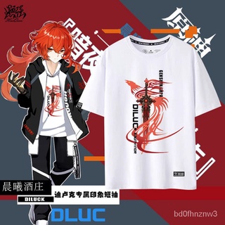 [Starting]genshin impact game animeGame Anime Peripheral Clothes Dark Night Hero Di Luke Impression T-shirt Men and Wome