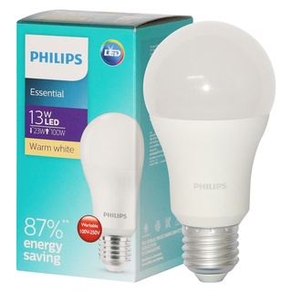 PHILIPS หลอดไฟ Essential LED 13W แสงส้ม / แสงขาว (WW / DL) E27