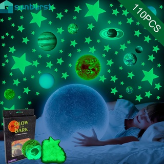 Luminous Stars Moon Planet Earth Self-adhesive PVC Wall Stickers Set/Glow In The Dark DIY Home Ceiling Wall Decals Decor