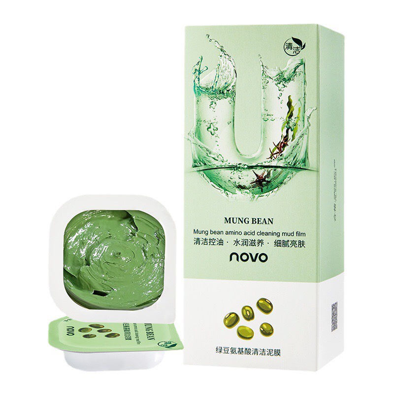 (1 ชิ้น ) พร้อมส่ง!!! มาส์กโคลนถั่ว มาส์กถั่ว โคลนมาส์ก NOVO MUNG BEAN มาส์กสิวเสี้ยน