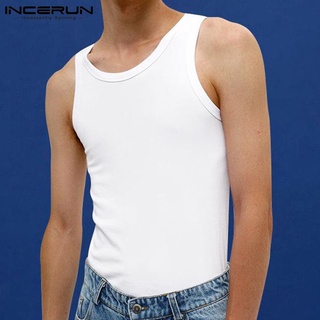 INCERUN Men Fashion Cross Lace Up Sleeveless Knitted Slim Fit Tank Tops