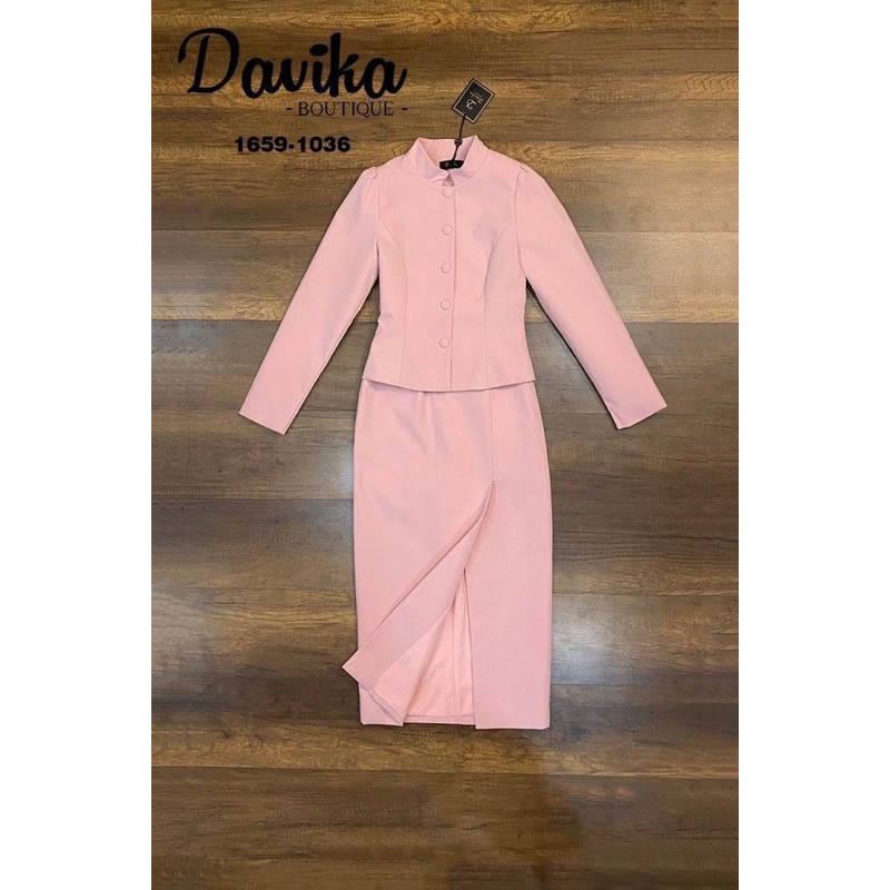 ขุดไทยจิตลดา Set เสื้อ+กระโปรง ชุดออกงาน ชุดสีชมพู Davika