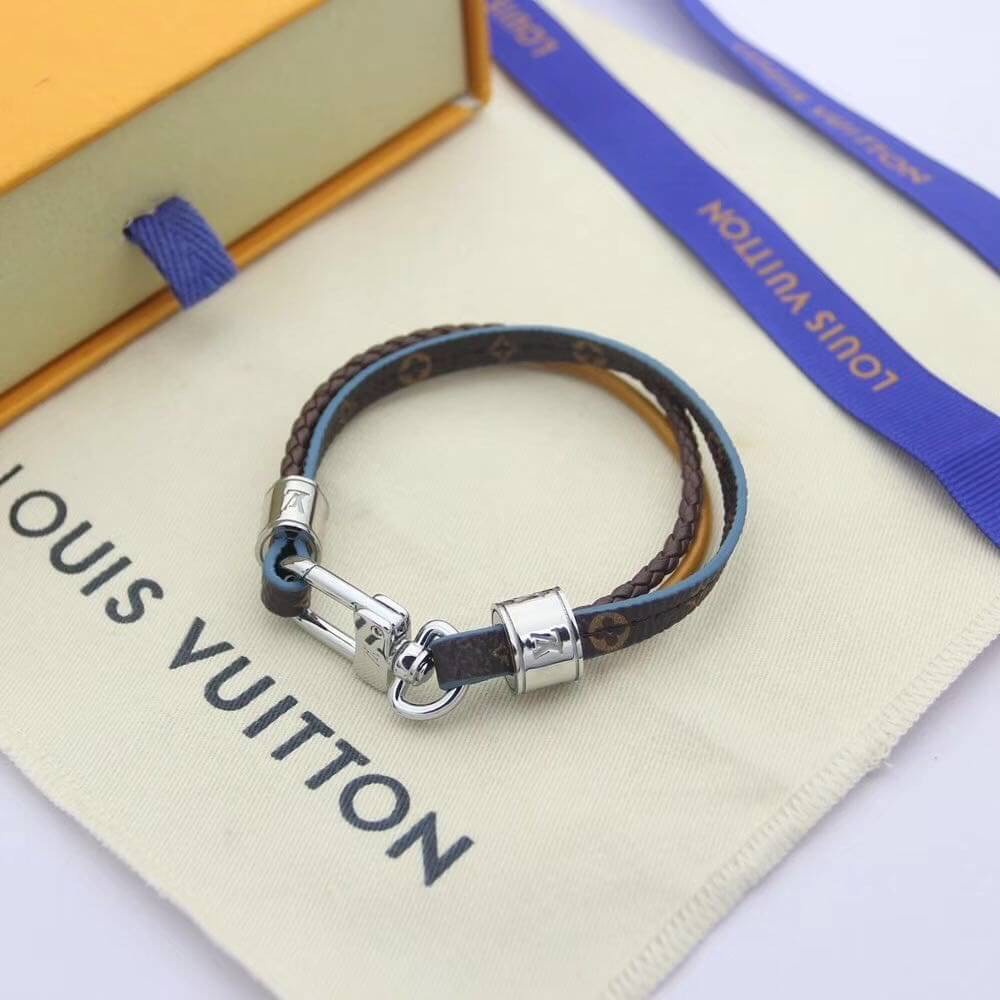 LOUIS VUITTON LV BRASS CLASP SILVER FINISH AND MULTICOLOR CORDS TREBLE ...