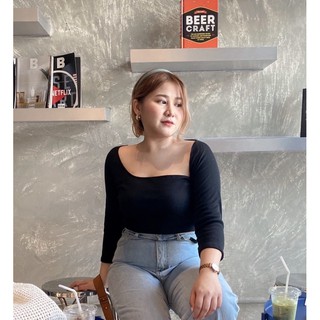 Careless เสื้อยืดแขนยาวสาวอวบ มีไซส์ อก33-50 คอแหวกไม่ซ้ำใคร - MerryChubbyHouse
