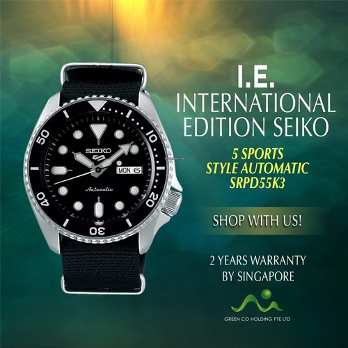 Seiko 5 sports Automatic นาฬิกาข้อมือผู้ชาย สายผ้า รุ่น SRPD55K3,SRPD55K,SRPD55
