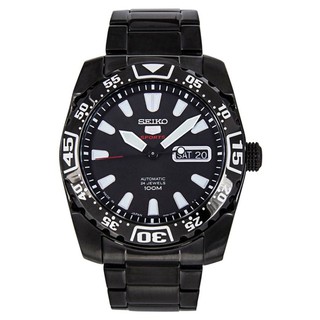 Seiko 5 Sports Automatic Mens Watch Black Stainless Strap SRP169J1