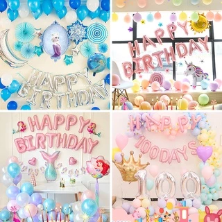 ลูกโป่งนางเงือก ลูกโป่งวันเกิด ข้อความ Happy Birthday ลูกโป่งฟอยส์ ลูกโป่งมุก เซตลูกโป่งวันเกิด Happy Birthday 🚚พร้อมส่ง