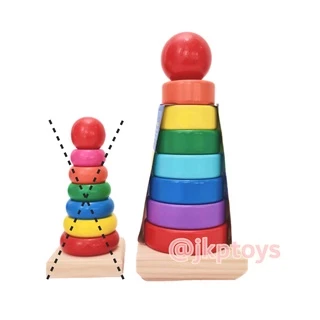 ❤️Todds & Kids Toys ของเล่นไม้เสริมพัฒนาการ วงเเหวนสวมหลัก (รุ่นใหญ่)