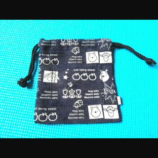 👝 ถุงผ้ายีนส์หูรูด ลายหมีพูห์ สีน้ำเงินกรม