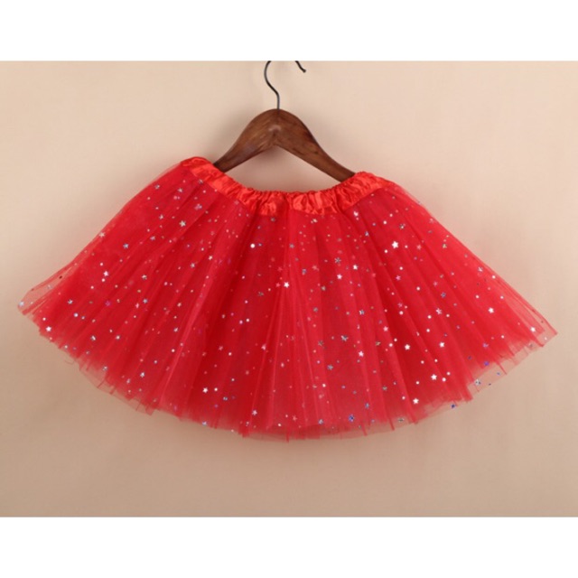 (ส่งจากไทย)กระโปรงฟองฟูสีแดง ช่วงอายุ 4-7 ปี ฟรีไซส์
