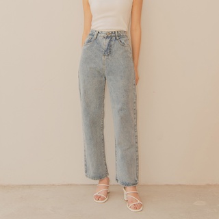 MYLAR - HIGH RISE WIDE LEG JEANS สี light blue กางเกงยีนส์เอวสูง ขาทรงกระบอก