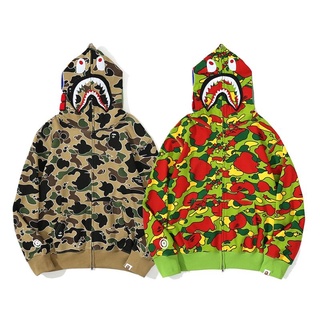 BAPE Shark camouflage army green sweater hoodie