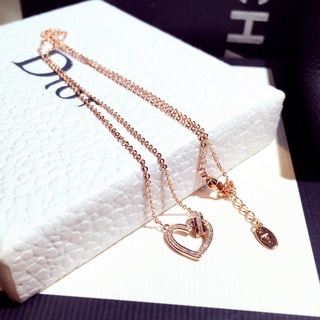 【พร้อมส่ง】สร้อยคอโซ่หัวใจหัวเข็มขัดสําหรับผู้หญิง Aaa Cubic Zircon