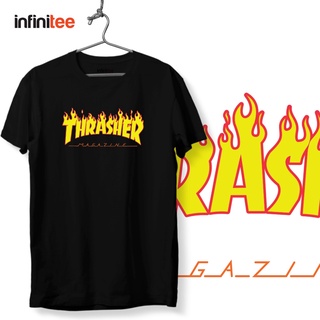 ไม่มีที่สิ้นสุด Thrasher Shirt in Black  เสื้อยืด  สำหรับผู้ชาย Trendy Women Unisex T shirt MNL