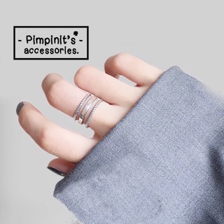 📬 พร้อมส่ง : 💍 แหวนเงิน 925 ปรับขนาดได้สไตล์เกาลีลายเส้นสามแถว | Three Lines Korea Style Sliver 925 Adjustable Ring.