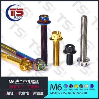 Ts M6 สกรูหน้าแปลนไทเทเนียมอัลลอย พร้อมรู M6X12 25 40 สําหรับรถจักรยานยนต์