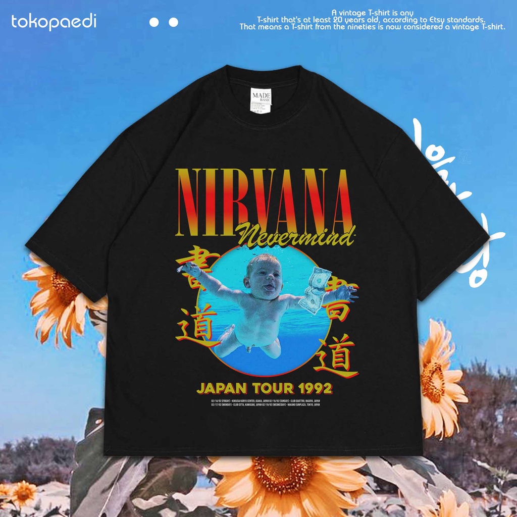 Nirvana NEVERMIND OVERSIZE Vintage JAPAN TOUR - KAOS NIRVANA NEVERMIND JAPAN TOUR 1992 OVERSIZE - CO