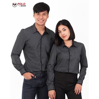 เสื้อเชิ้ต เกรดพรีเมี่ยม Twill Knitted สีดำ 06CT001 - Polomaker