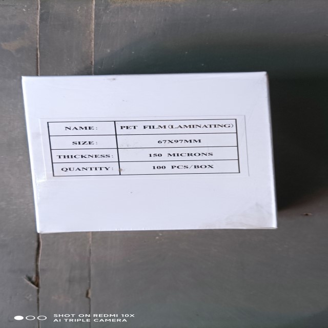 ฟิล์มเคลือบบัตรพลาสติก A5/A6/CMND/GPLX 100 แผ่นSBOX