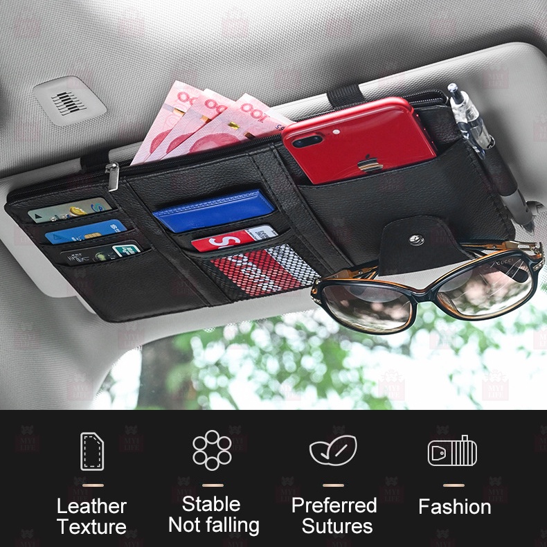 Car sunshade card bag with multi-purpose zipper ，sunshade sunglasses trucks accessories