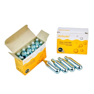 หลอดก๊าซคาร์บอนไดออกไซด์สำหรับทำน้ำโซดา AirSoda CO2 Cylinder (10หลอด/กล่อง)