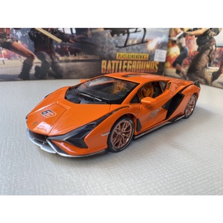 รถโมเดลเหล็กLamborghini Sian FKP37 สเกล1:24 มีเสียงและมีไฟประตูข้างเปิดได้ปิดได้ฝากระโปรงหน้าหลังเปิดปิดได้รายละเอียดสวย