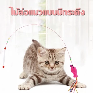 🐱ไม้ล่อแมวแบบขนนก ของเล่นแมว ไม้ตกแมวแบบสปริง แบบลวดสลิง ของเล่นแมว