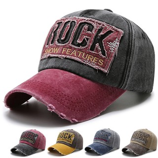 Topi ROCK หมวกเบสบอล ผ้ายีน ปักลาย คุณภาพสูง สไตล์เรโทร สําหรับผู้ชาย และผู้หญิง ทุกเพศ