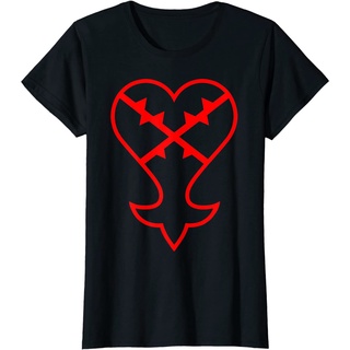 เสื้อยืดลําลอง แขนสั้น พิมพ์ลาย Disney Kingdom Hearts Heartless Symbol สไตล์เกาหลี คุณภาพสูง