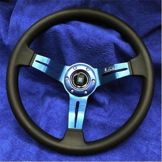 D1 sport Steering wheel ( 13 inch ) Offset 35 mm ( 1inch ) ( 13 นิ้ว ลึก 1 นิ้ว หนังpu ) BLUE