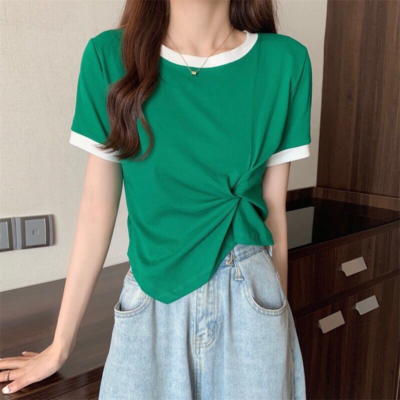 FBAShop เสื้อยืดคอกลม สีพื้นเนื้อผ้านิ่มสวมใส่สบาย รูปที่ 8