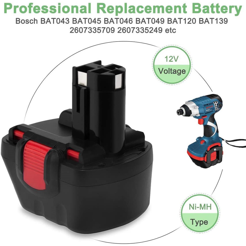 12V 3000mAh Ni-MH PSR1200 แบตเตอรี่ชาร์จสำหรับ Bosch 12V เจาะ GSR 12 VE-2,GSB 12 VE-2,PSB 12 VE-2,BA