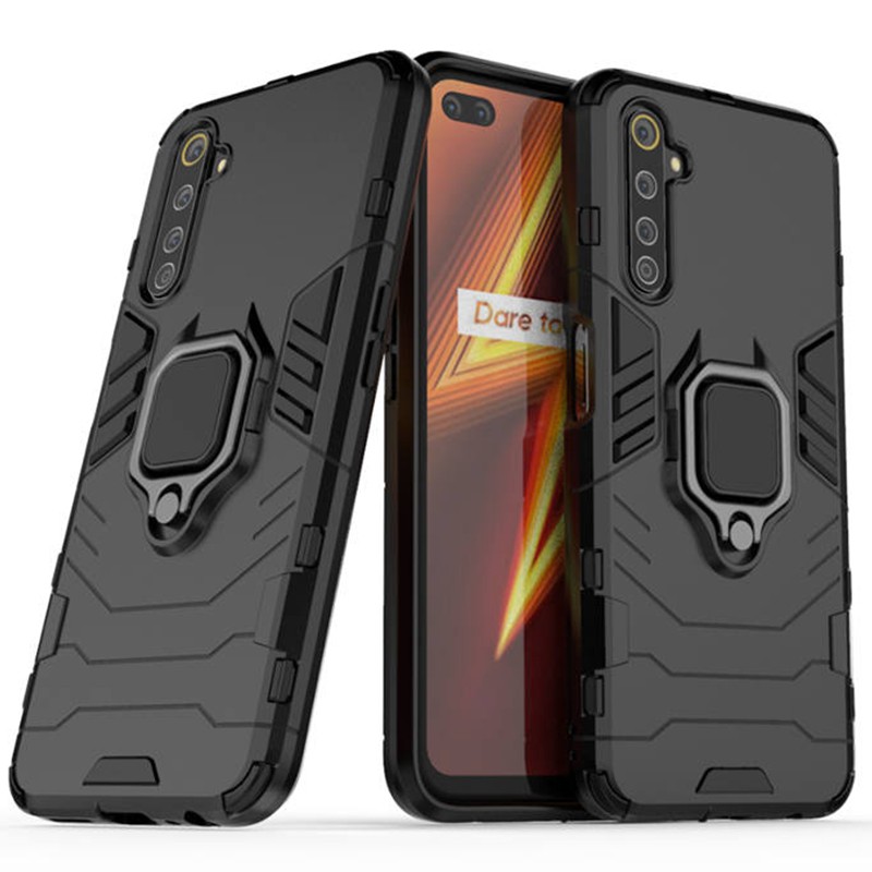 เคส Realme 6 Pro ฮาร์ดเคสกันกระแทกเคสโทรศัพท์ Hybrid Armor Shockproof Ring Case OPPO Realme6 Pro Cover Stand