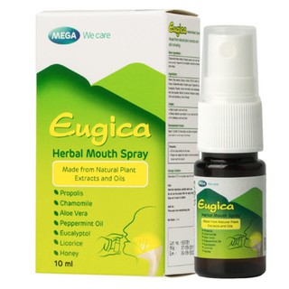 Eugica Herbal Mouth Spray Megawecareยูจิก้า เฮอร์บอล เม้าท์สเปรย์ ขนาด 10 ml. ลดการเจ็บคอ ระคายคอ อักเสบ บวมแดง