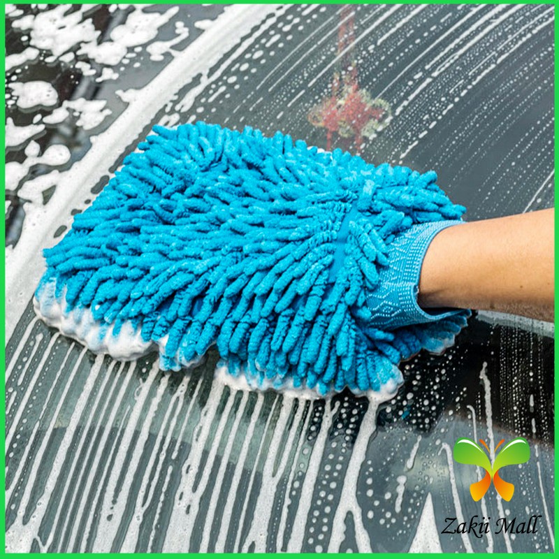 Zakii Mall ถุงมือล้างรถไมโครไฟเบอร์ตัวหนอน เช็ดรถ ถุงมือล้างจาน car wash gloves