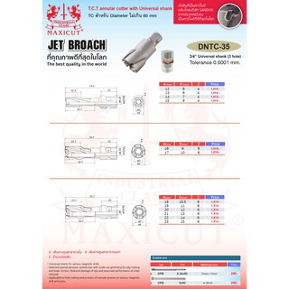 ดอกเจาะคาร์ไบด์ DNTC-35 MAXICUT ขนาด 12-23mm