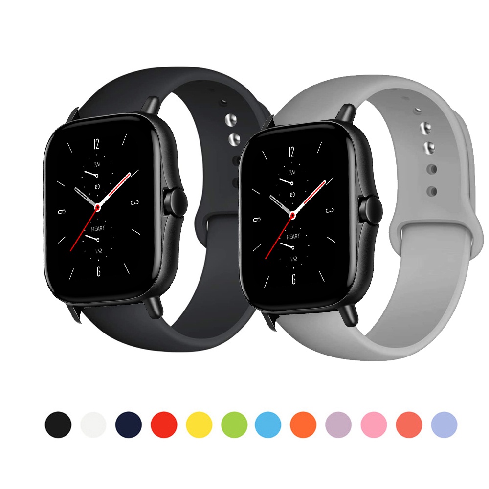 สายรัดซิลิโคนอ่อนนุ่มทดแทนสำหรับ Huami Amazfit GTS 2e GTS2 mini GTS3 4 GTS4 mini Active 2 2S 3
