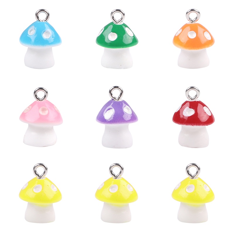 6/10 ชิ้น 12x16 มิลลิเมตรน่ารักเห็ด Charms ลูกปัดเรซิ่นจี้สําหรับสร้อยคอสร้อยข้อมือต่างหูพวงกุญแจ DIY เครื่องประดับหัตถกรรมทําอุปกรณ์