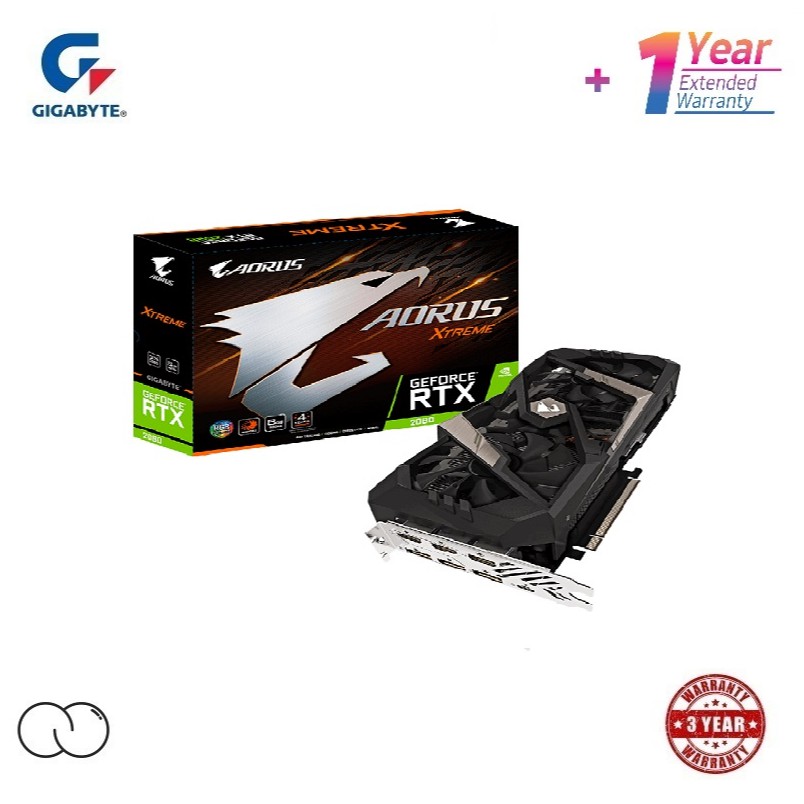กราฟิกการ์ด GIGABYTE Nvidia AORUS GeForce RTX 2080 XTREME 8GB GDDR6 GPU / RGB Fusion 2.0 / GV-N2080A