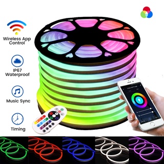 แถบไฟนีออน Led 220V Rgb Ip67 บลูทูธ กันน้ํา